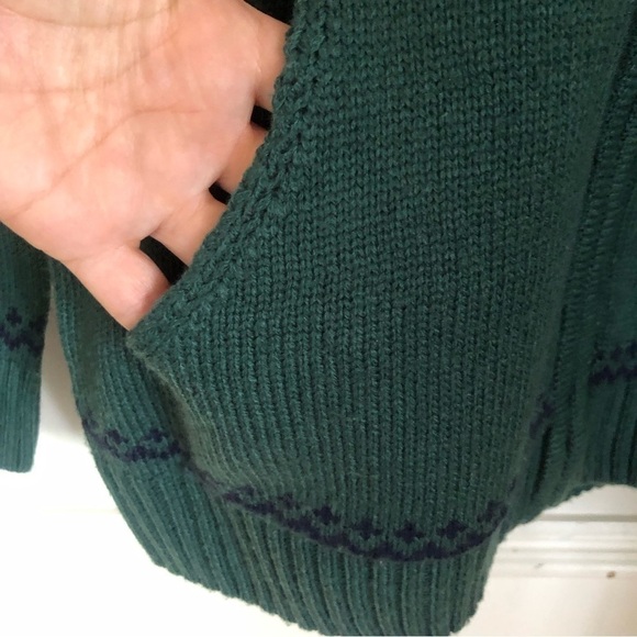 Vintage Cozy Cottagecore Christmas Nordic Zip Up Hooded Cardigan Medium - Picture 4 of 8